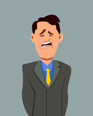 Businessman sad facial expression vector illustration. Businessman character expression for design, motion or animation.