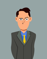 Businessman scary facial expression vector illustration. Businessman character expression for design, motion or animation.