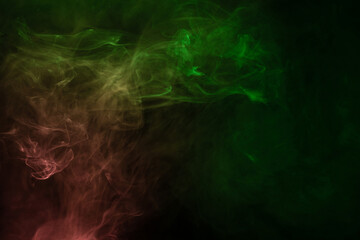 Green and pink steam on a black background.