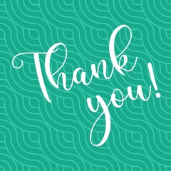 Thank You Card. Hand Written Lettering for Title, Heading, Photo Overlay, Wedding Invitation, Thank You Message.