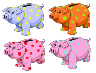 Tirelire cochon colorée