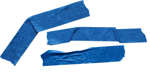 Strips of blue masking tape isolated on white background