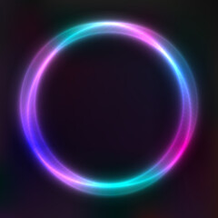 Vector background of neon geometric shapes, round frame, abstract background, wallpaper