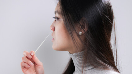 The Corona Antigen Quick Test in use - studio photography