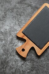 Cooking background with cutting board. Flat layot. Copy space