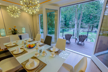 Modern dining room in luxury house.
