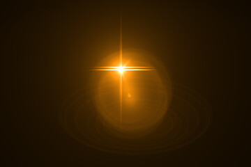 Beautiful optical lens flare effect Golden sun light
