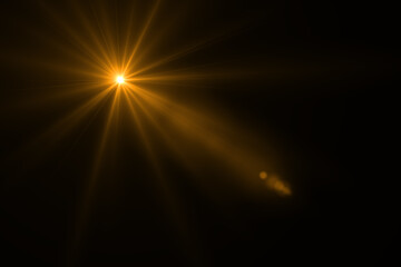 Beautiful optical lens flare effect Golden sun light
