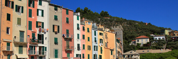 Fototapeta premium landscape of a typical ligurian town during summer, Five Lands, Italy