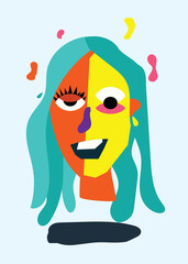 Modern abstract face illustration design, contemporary abstract face painting, abstract illustration, for your contemporary fashion design, poster, cover, wall decor. Ready to print