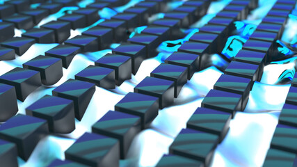 Obraz premium 4K Block chain concept zoom out - Chain of users connected of network connections. decentralized network. interconnected people. cryptocurrency blockchain on a dark background. defi file sharing.