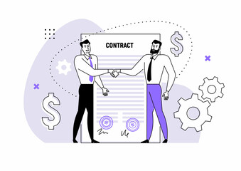 Two partners, contract, business agreement vector illustration. and patient