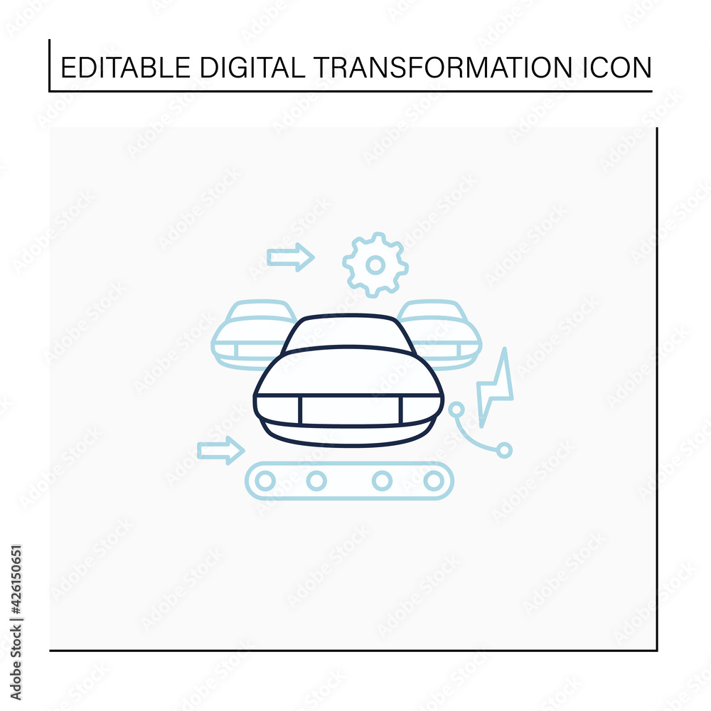 Poster industry 2.0 line icon. modern technology. digitalization. mass producing. digital transformation co