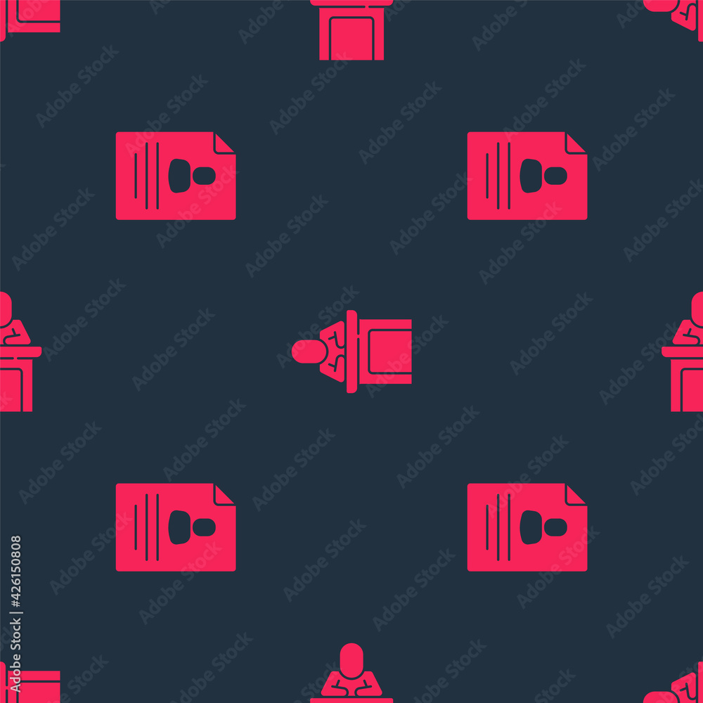 Poster set resume and speaker on seamless pattern. vector