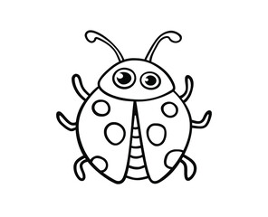 Vector Cartoon Silhouette Outline Black Line Art Drawing Illustration of baby Bug Insect Ladybug Isolated on White background.Vinyl wall sticker.Laser cutting.Coloring pages for kids.Plotter cutting.