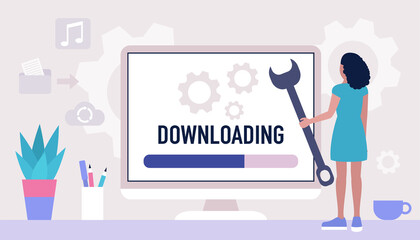 Downloading, loading concept