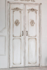 vintage white wooden closed door interior, Vintage interior Design