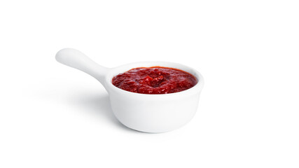 Tomato paste isolated on a white background.