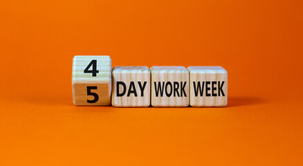 4 or 5 day work week symbol. Turned the cube and changed words '5 day work week' to '4 day work...