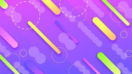 Abstract Colorful Gradient Background With Color Geometric Figures Different Shapes And White Line Vector Design Style