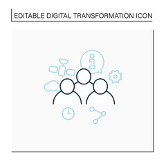 Information society line icon. Uniting people. Creation, distribution, use info. Communication space. Digital transformation concept.Isolated vector illustration.Editable stroke