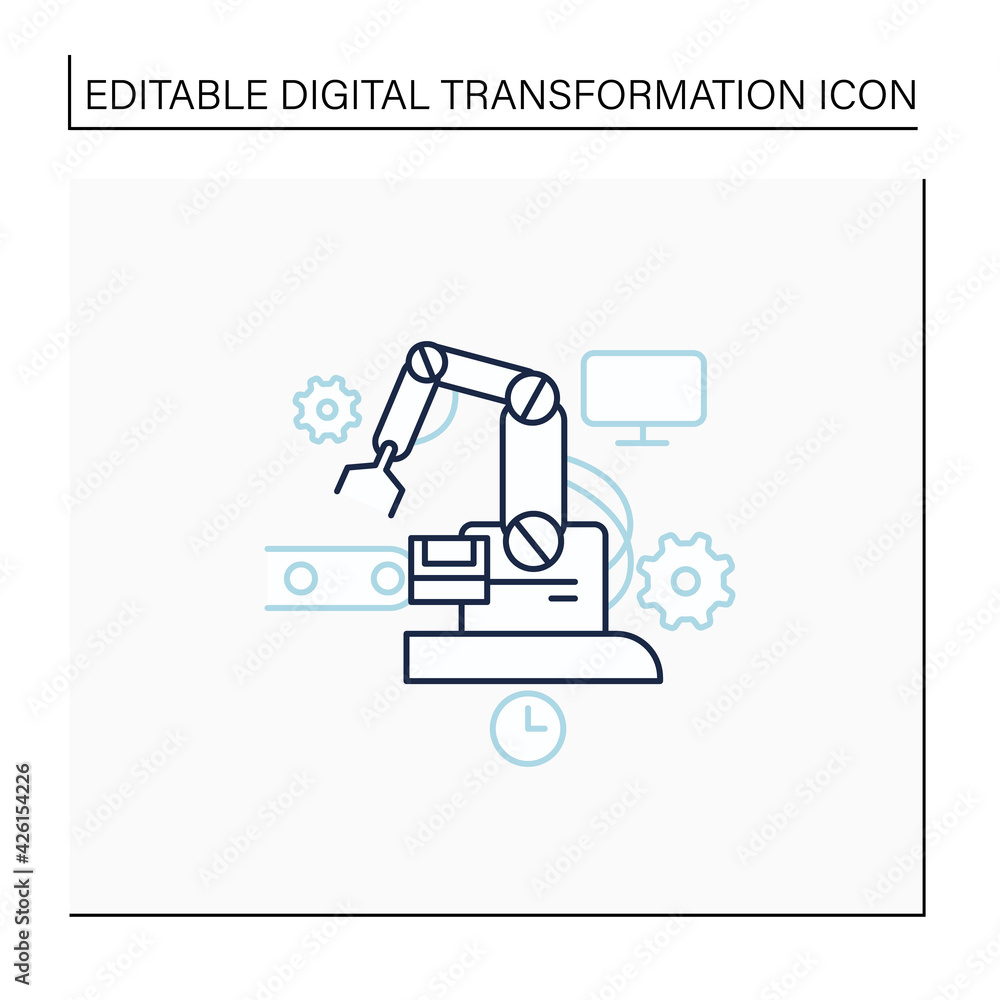 Poster industry 3.0 line icon. modern technology. digitalization. robotizing and automation all mechanisms.