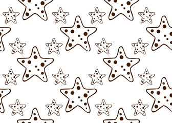 Background. Starfishes on a white background. Graphics and design. Seamless texture.