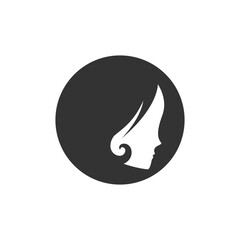 Graceful woman silhouette logotype. Female face in profile. Vector logo isolated on white.