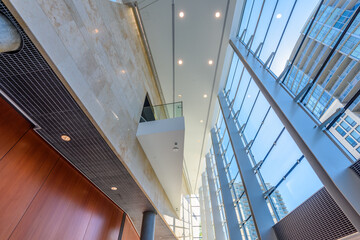 Abstract fragment of the urban architecture of modern luxury building, centre, hotel, shopping mall, business centre. Interior design.