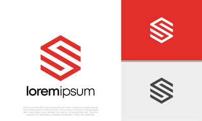 Initials S logo design. Initial Letter Logo. Hexagon logo design.
