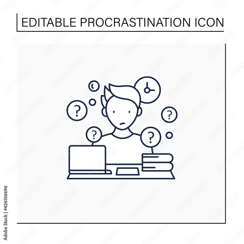 Poster overdoer procrastinator line icon.taking extra work. too many tasks.procrastination concept. isolate
