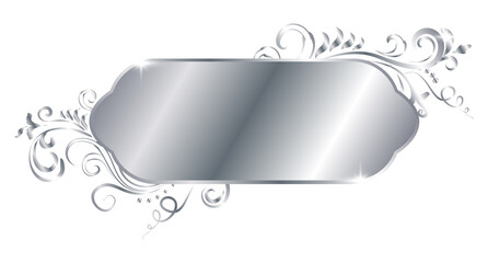 Silver shiny glowing ornate frame isolated over white