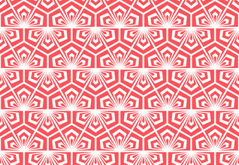 Flower geometric pattern. Seamless vector background. White and pink ornament