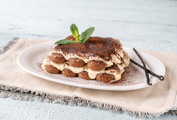 Portion of tiramisu