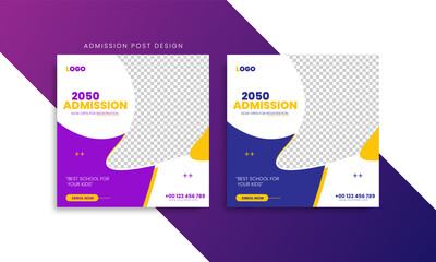 Educational social media square post design template,admission premium banner design, back to school square banner design .
