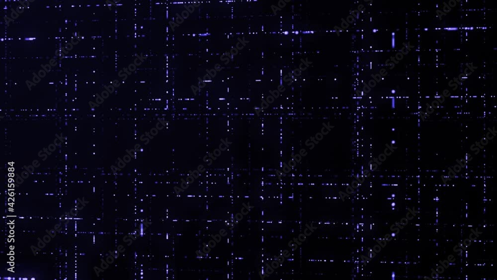 Poster moving information flows in computer network. animation. 3d levels of grids on black background. cyb