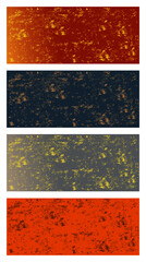 Several color solutions of worn plaster. Vector background with ragged structure for your design.