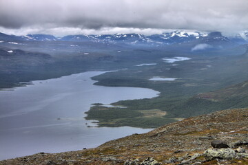 Obraz na płótnie Canvas Lake Kilpisjarvi from Saana fell. Finland