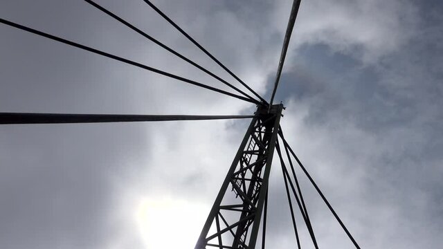 langkawi skybridge steel cables under the passing clouds.