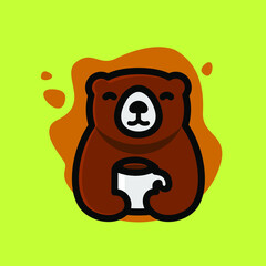 Bear enjoy with coffee illustration