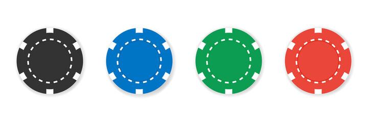 Naklejka premium Casino chips . Set of casino chips. Vector illustration. Poker concept .