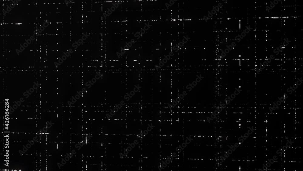 Poster moving information flows in computer network. animation. 3d levels of grids on black background. cyb