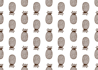 Pineapples in a linear style. Seamless texture.