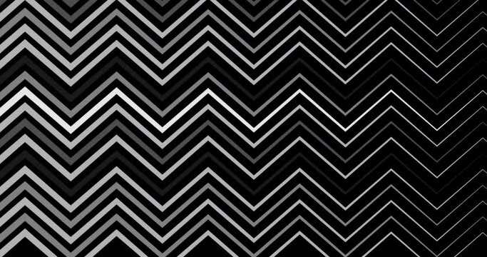 Digital animation of chevron pattern in seamless motion against black background