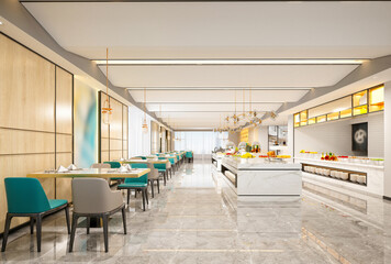 3d render of restaurant cafe interior