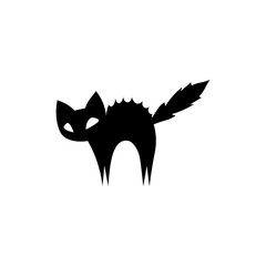 Black icon scared cat. Vector illustration eps 10
