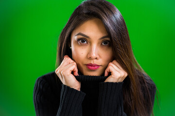 Young woman with an exceptionally pretty face - studio photography