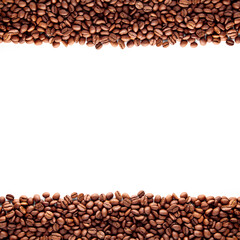 Coffee beans background on white background