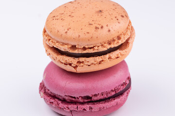 Macarons, fruit collection isolated on white background.