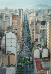 Aerial view of downtown Sao Paulo and Sao Joao Avenue - Sao Paulo, Brazil